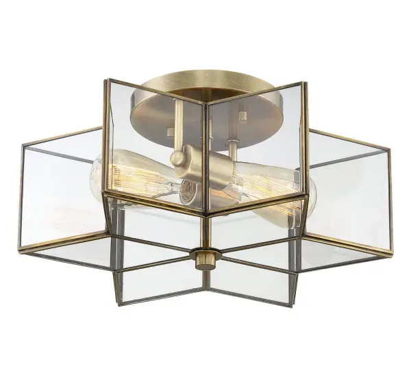 2-Light Ceiling Light in Natural Brass - Image 4