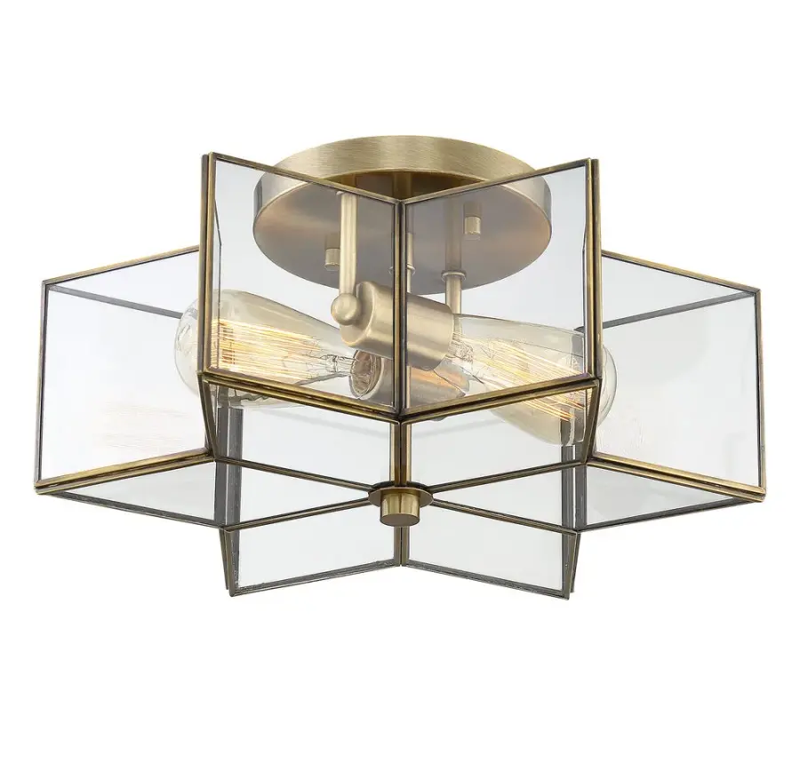 2-Light Ceiling Light in Natural Brass - Image 4