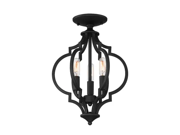 3-Light Convertible Semi-Flush or Pendant in Matte Black - Image 3