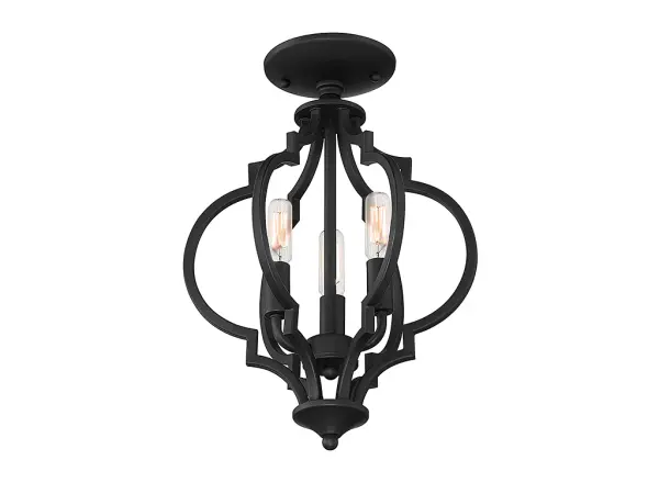 3-Light Convertible Semi-Flush or Pendant in Matte Black - Image 4