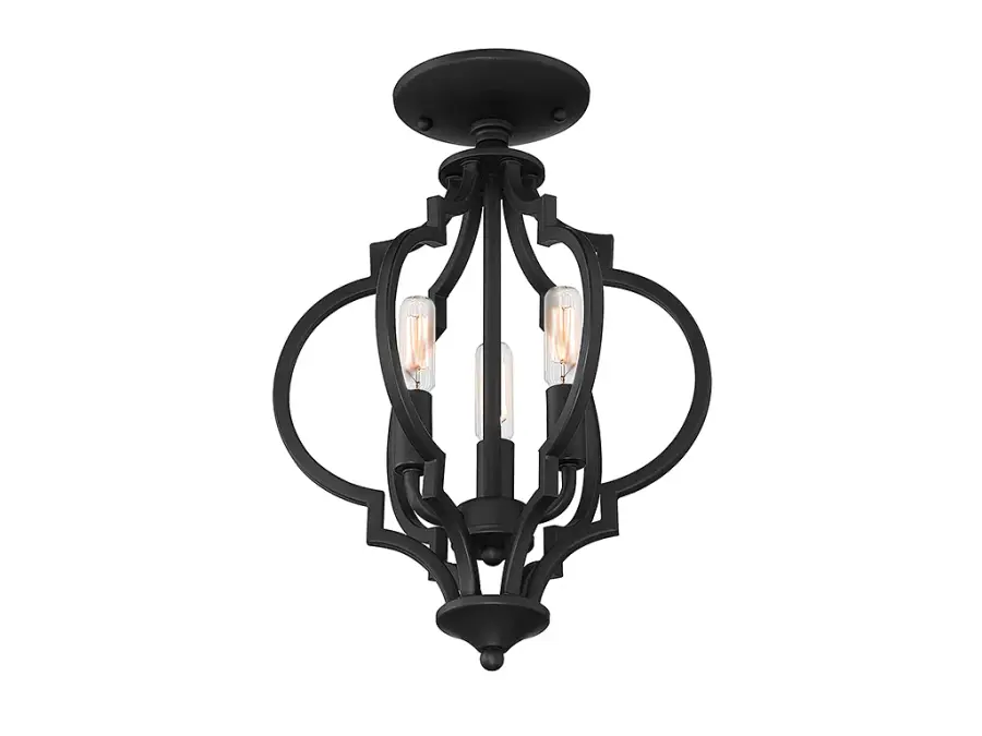 3-Light Convertible Semi-Flush or Pendant in Matte Black - Image 4