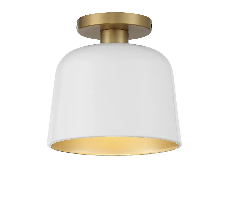 1-Light Ceiling Light in White with Natural Brass - Image 1