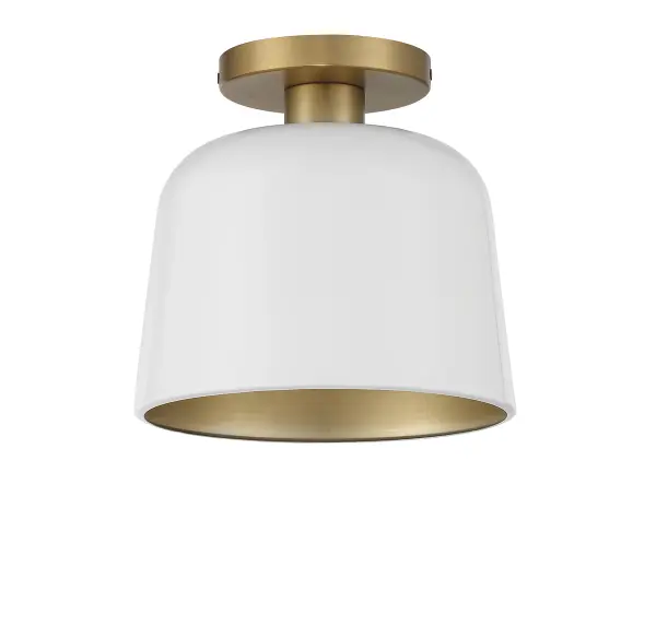 1-Light Ceiling Light in White with Natural Brass - alternate view