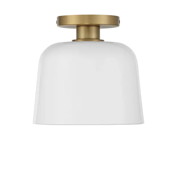 1-Light Ceiling Light in White with Natural Brass - Image 3