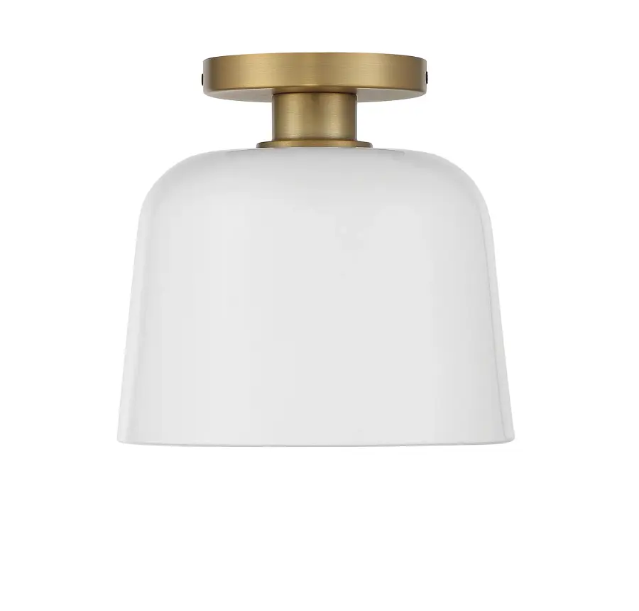 1-Light Ceiling Light in White with Natural Brass - Image 3