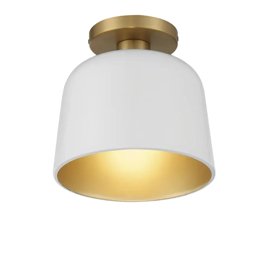 1-Light Ceiling Light in White with Natural Brass - Image 4