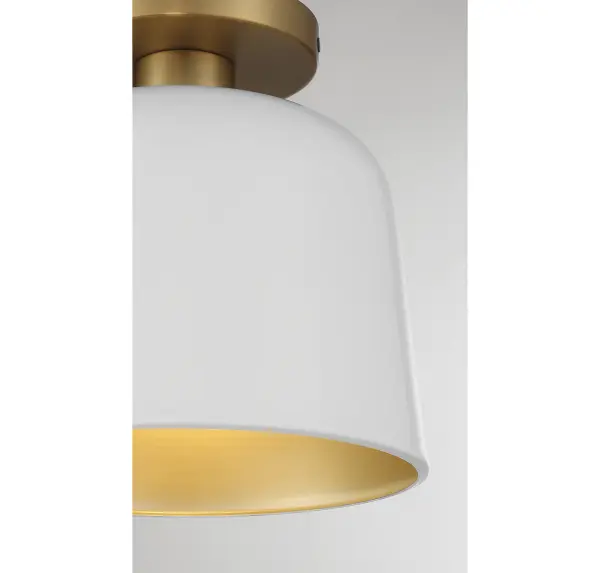 1-Light Ceiling Light in White with Natural Brass - Image 5