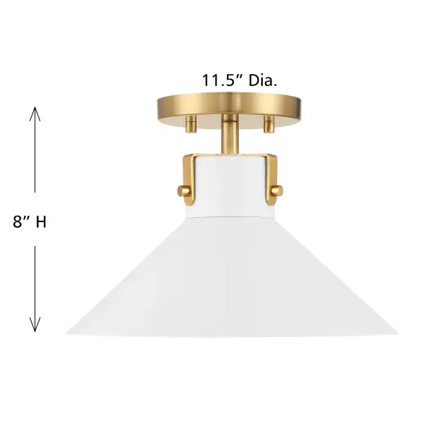 1-Light Ceiling Light in White and Natural Brass - Image 6