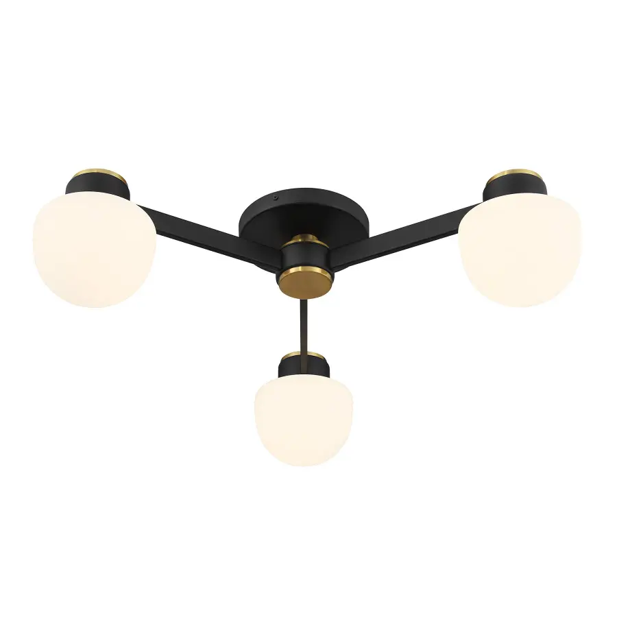 3-Light Ceiling Light in Matte Black with Natural Brass - Image 4