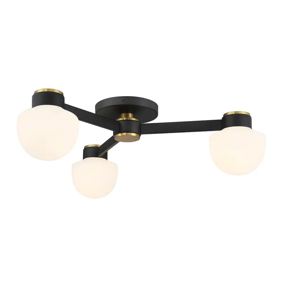 3-Light Ceiling Light in Matte Black with Natural Brass - Image 5