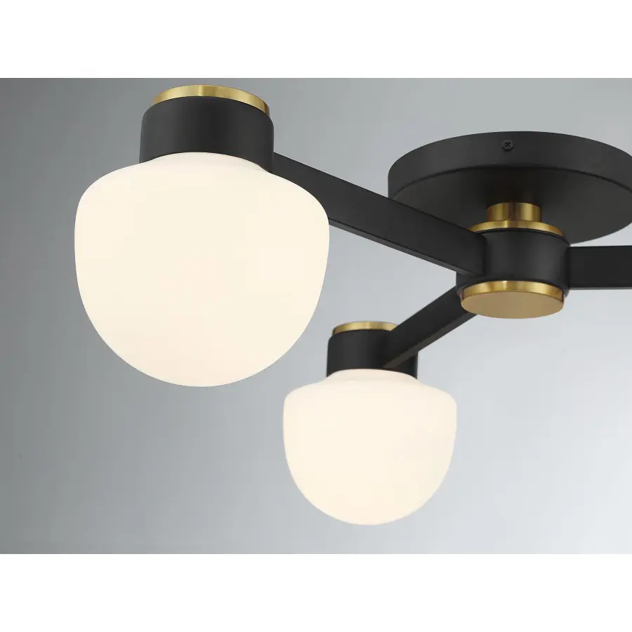 3-Light Ceiling Light in Matte Black with Natural Brass - Image 6