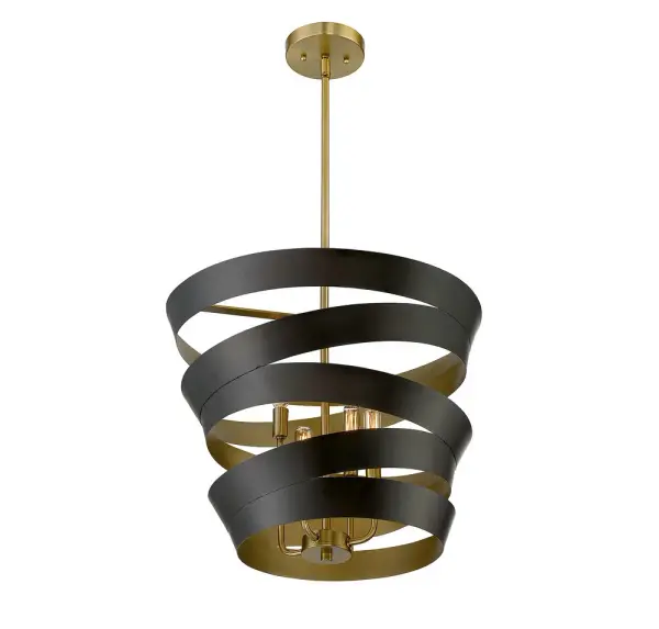 4-Light Pendant in Matte Black with Gold - Image 2