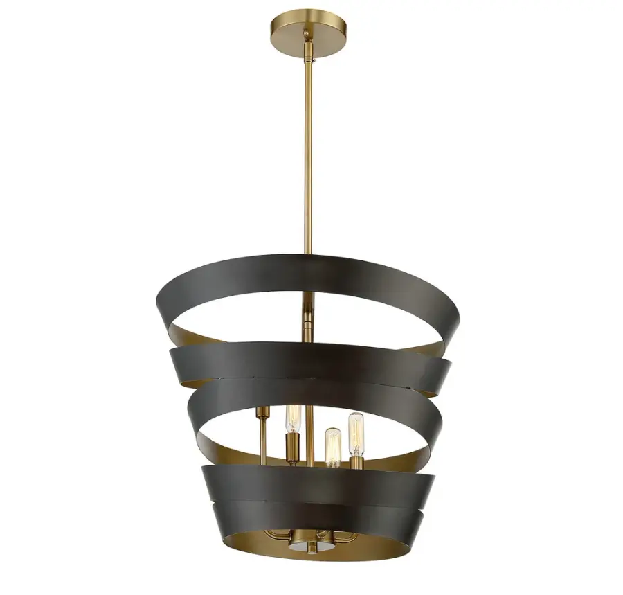 4-Light Pendant in Matte Black with Gold - Image 3