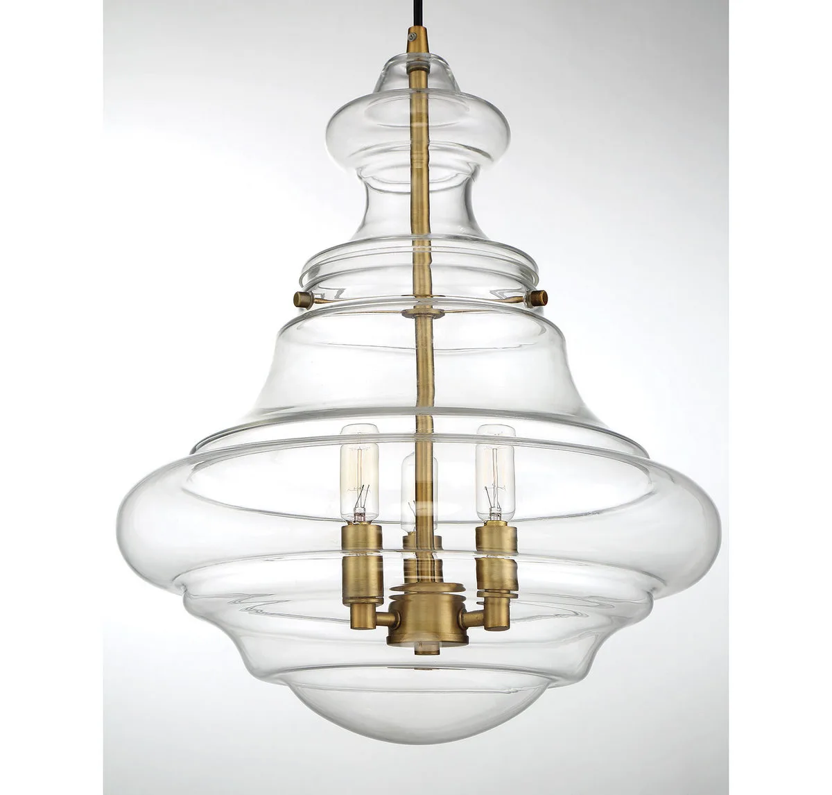 Mpend Three Light Pendant in Natural Brass