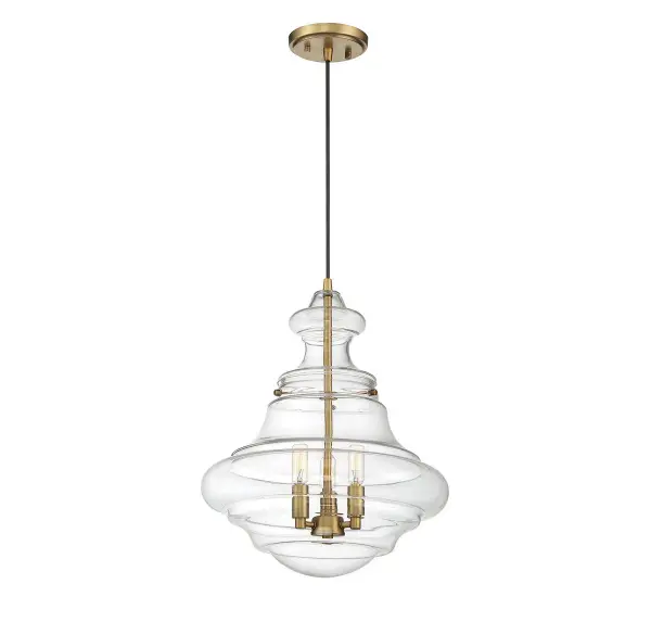 3-Light Pendant in Natural Brass - Image 3