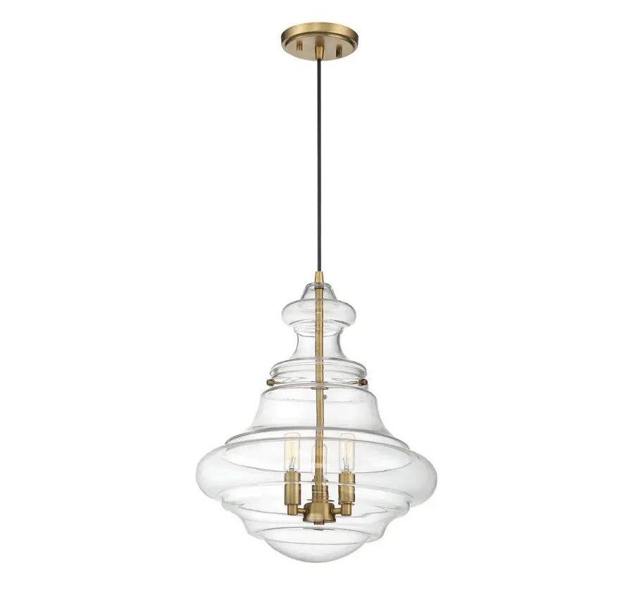 3-Light Pendant in Natural Brass - Image 3