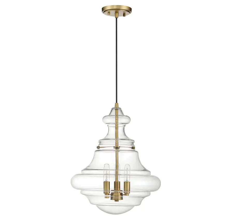 3-Light Pendant in Natural Brass - Image 4