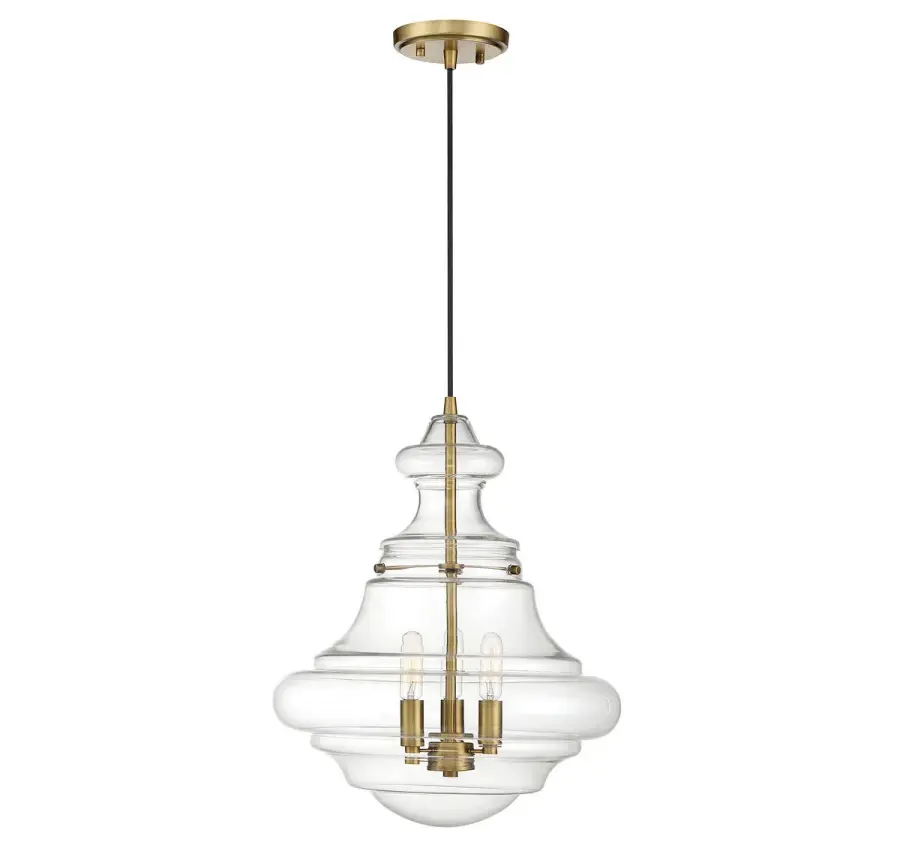 3-Light Pendant in Natural Brass - Image 5