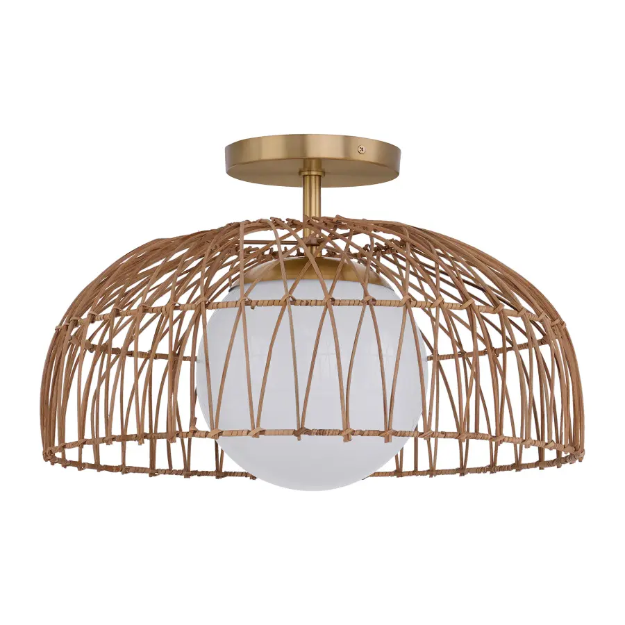 1-Light Convertible Pendant or Semi-Flush in Natural Brass - Image 2