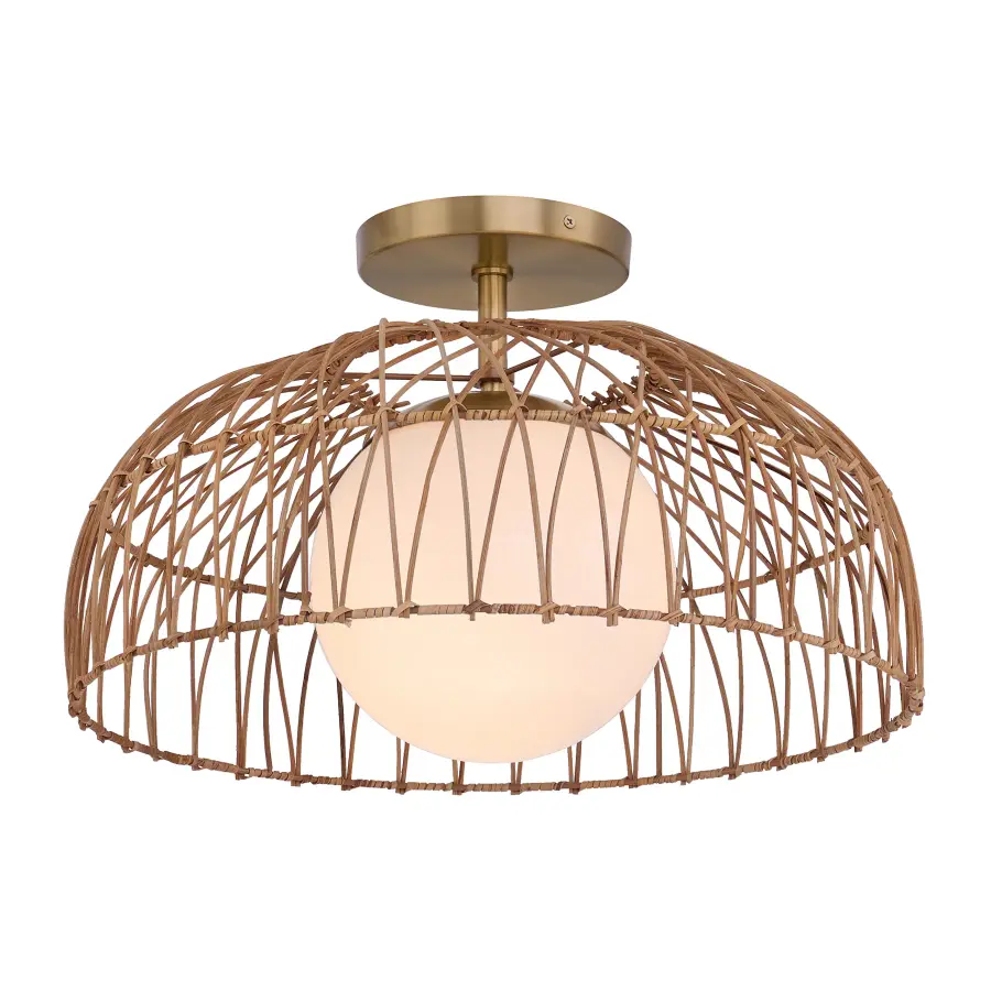 1-Light Convertible Pendant or Semi-Flush in Natural Brass - Image 4
