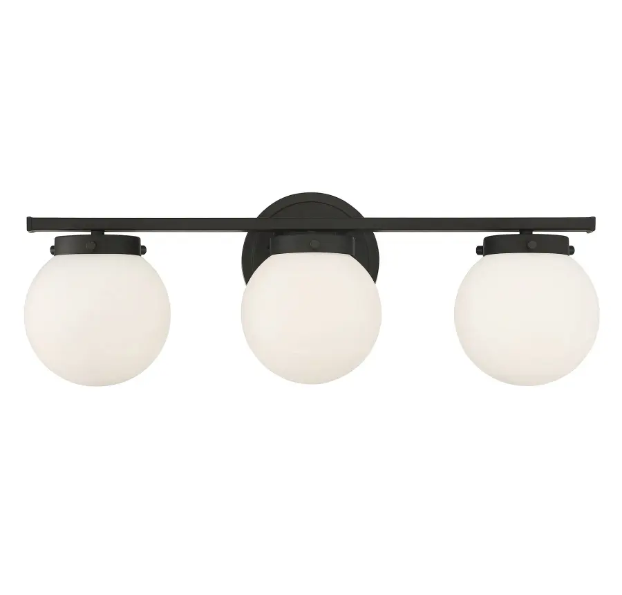 3-Light Bathroom Vanity Light in Matte Black - Image 1