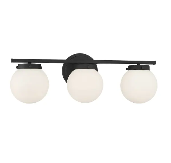 3-Light Bathroom Vanity Light in Matte Black - Image 3
