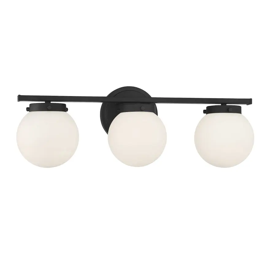 3-Light Bathroom Vanity Light in Matte Black - Image 3