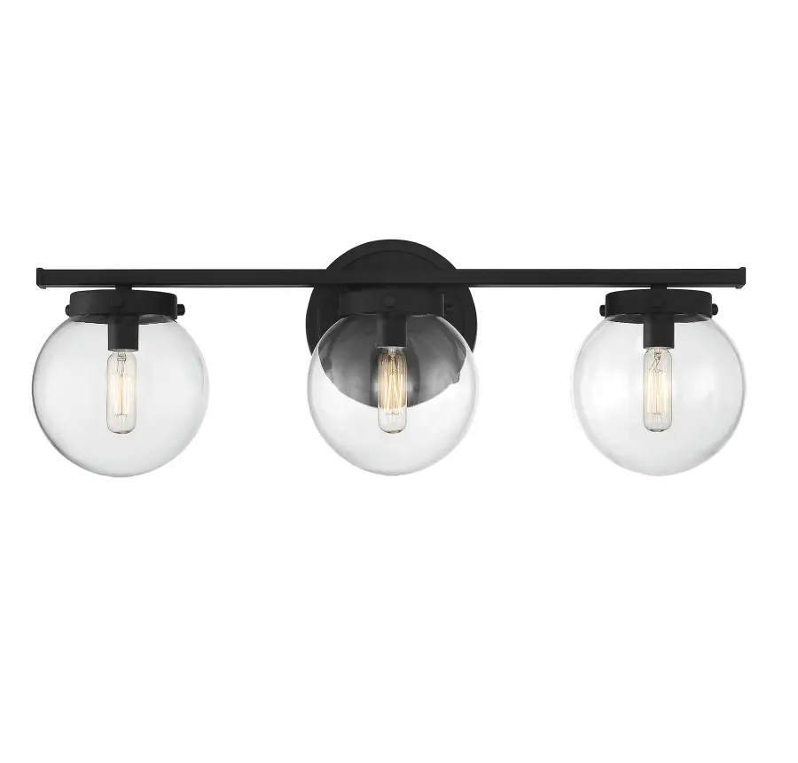 3-Light Bathroom Vanity Light in Matte Black - Image 1