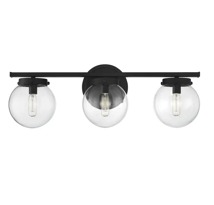 3-Light Bathroom Vanity Light in Matte Black - Image 2