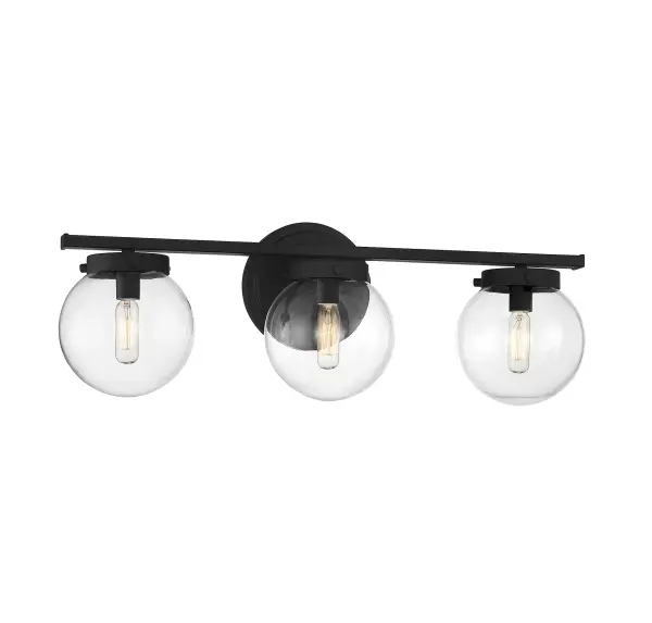 3-Light Bathroom Vanity Light in Matte Black - Image 3