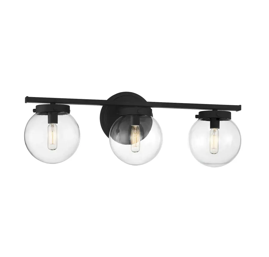 3-Light Bathroom Vanity Light in Matte Black - Image 3