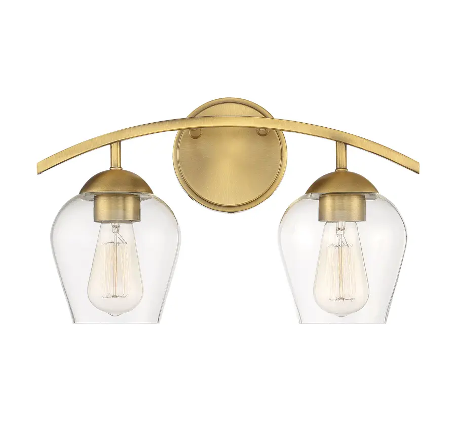 2-Light Bathroom Vanity Light in Natural Brass - Image 1