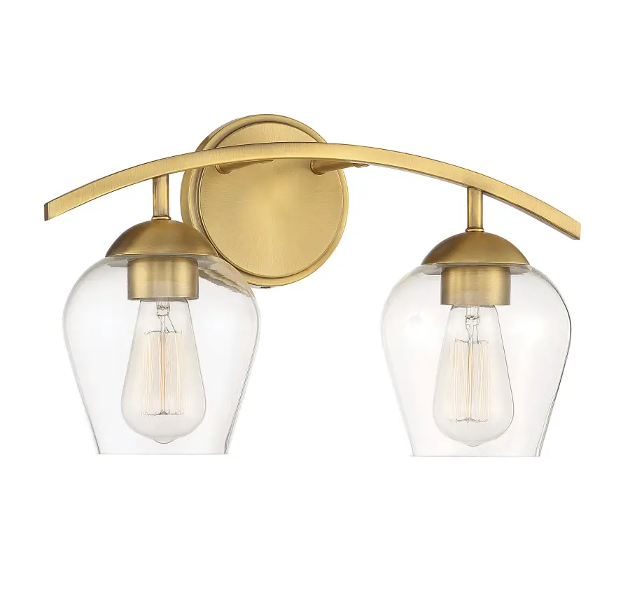 2-Light Bathroom Vanity Light in Natural Brass - Image 3