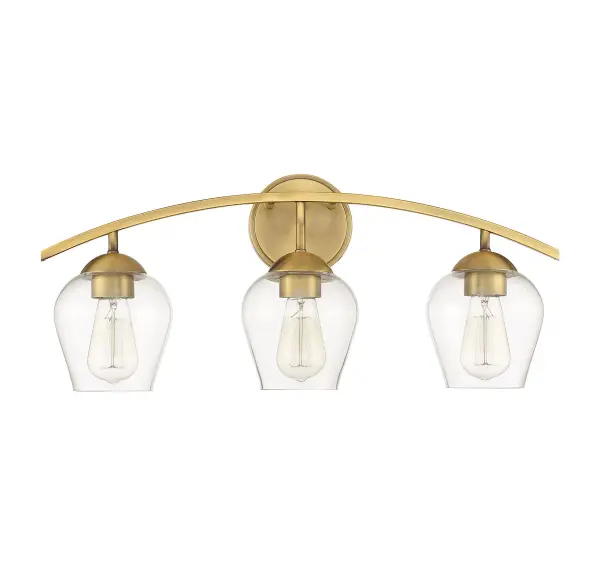 3-Light Bathroom Vanity Light in Natural Brass - alternate view