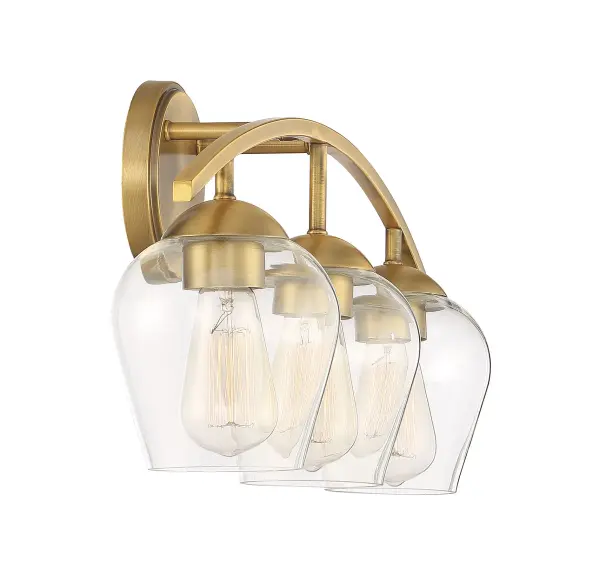 3-Light Bathroom Vanity Light in Natural Brass - Image 5