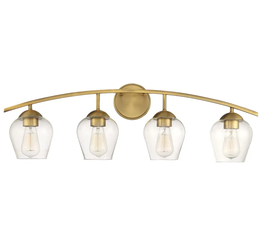 4-Light Bathroom Vanity Light in Natural Brass - Image 1