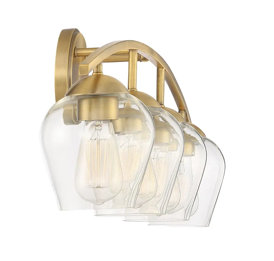 4-Light Bathroom Vanity Light in Natural Brass - Image 5