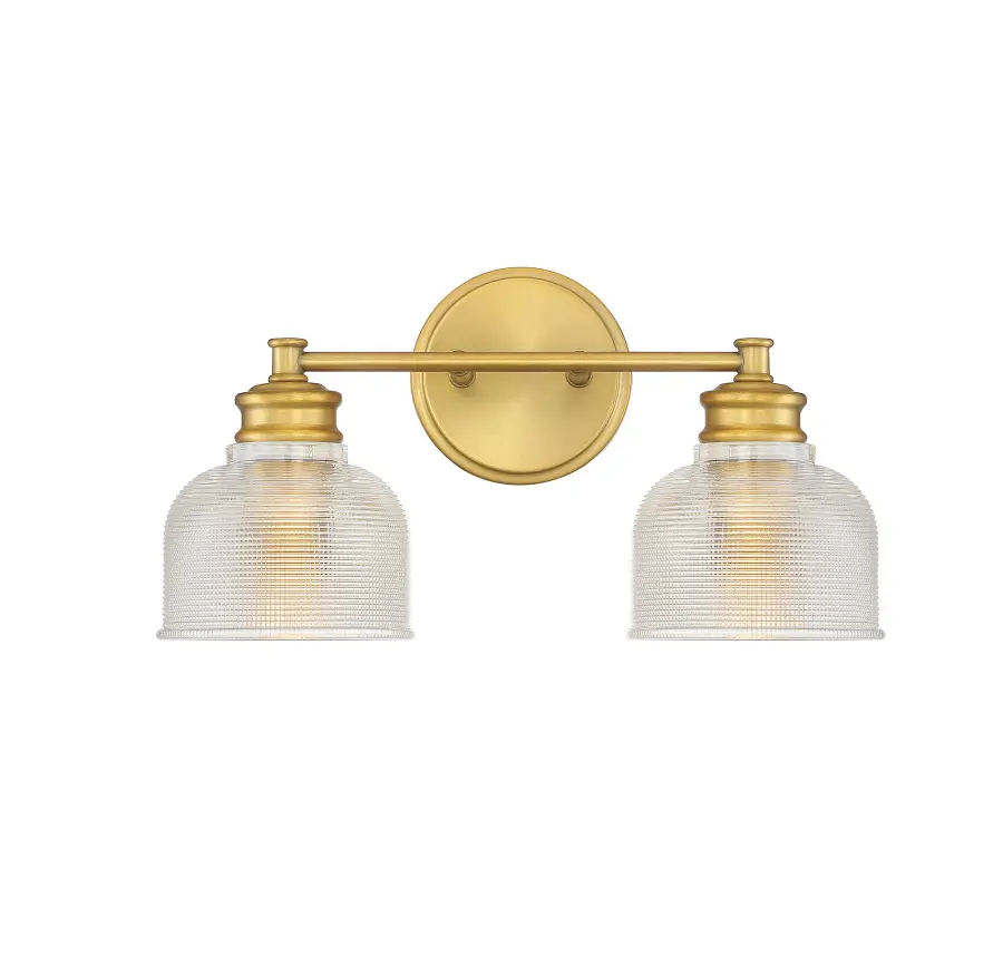 2-Light Bathroom Vanity Light in Natural Brass - Image 1