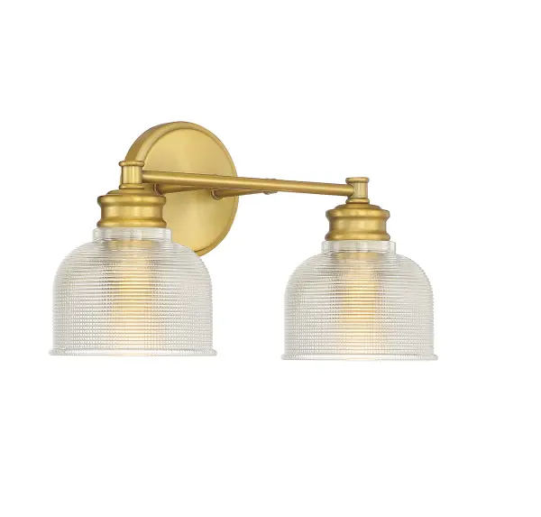 2-Light Bathroom Vanity Light in Natural Brass - Image 4