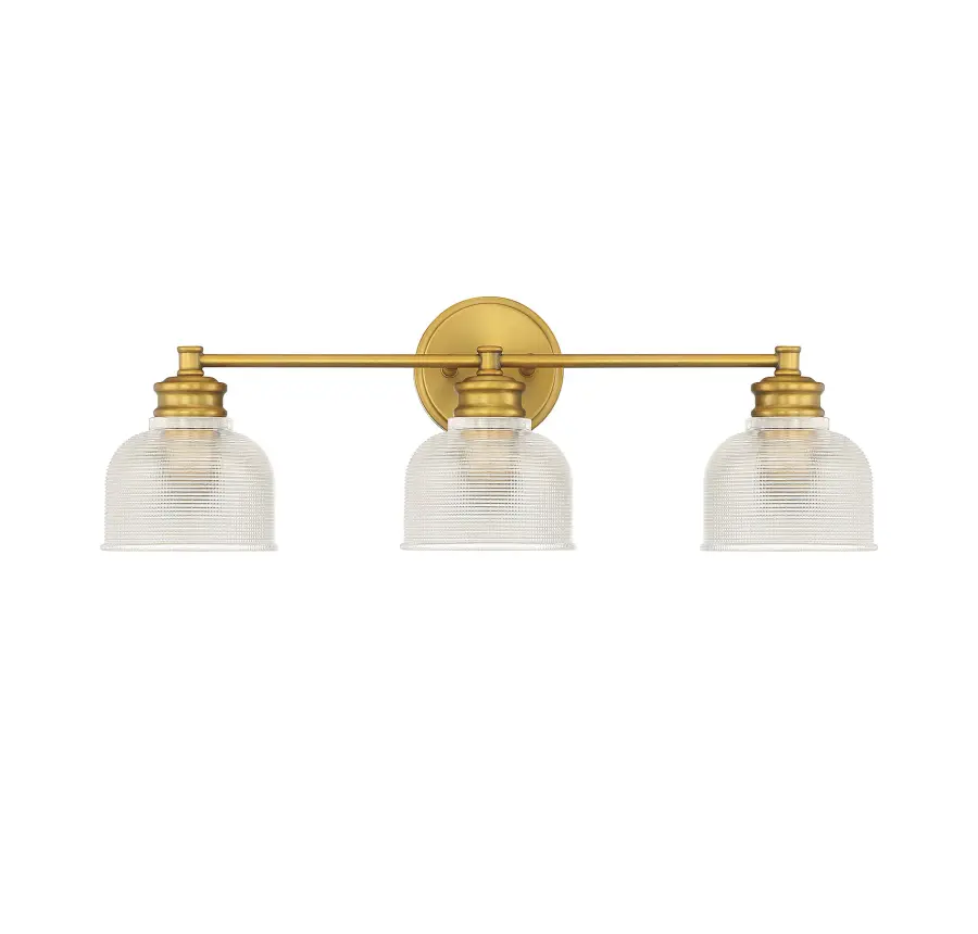 3-Light Bathroom Vanity Light in Natural Brass - Image 2