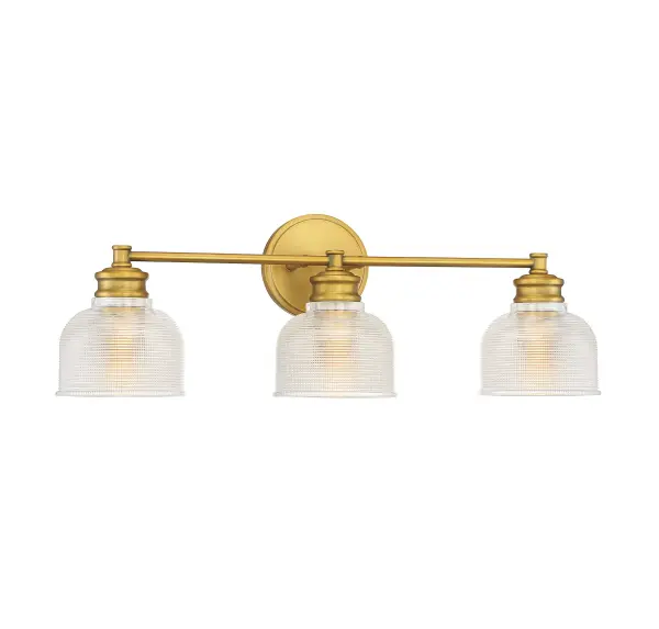 3-Light Bathroom Vanity Light in Natural Brass - Image 3