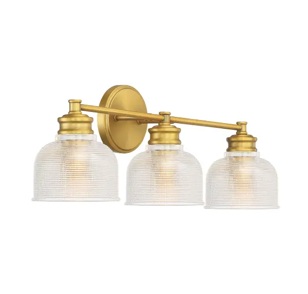 3-Light Bathroom Vanity Light in Natural Brass - Image 4