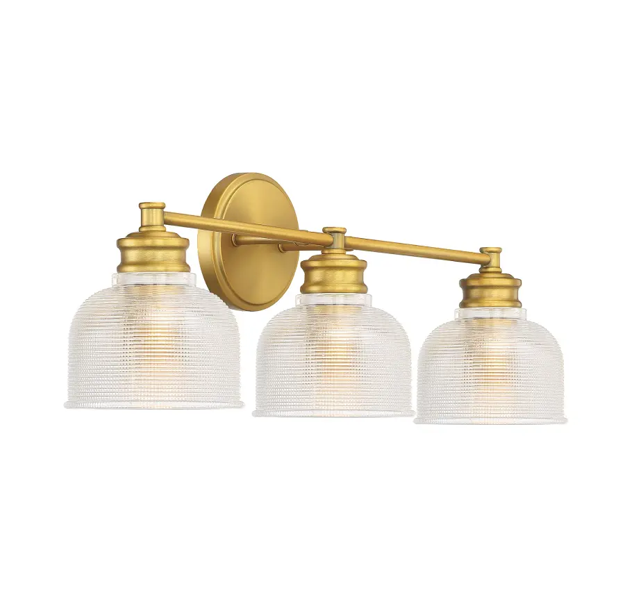 3-Light Bathroom Vanity Light in Natural Brass - Image 4