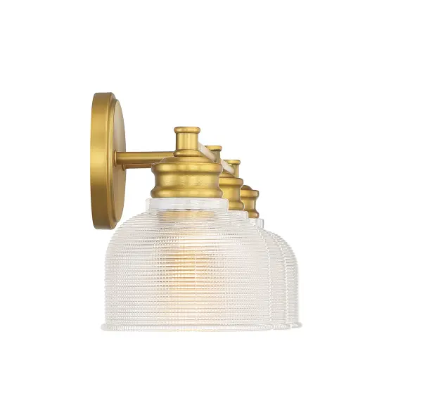 3-Light Bathroom Vanity Light in Natural Brass - Image 5