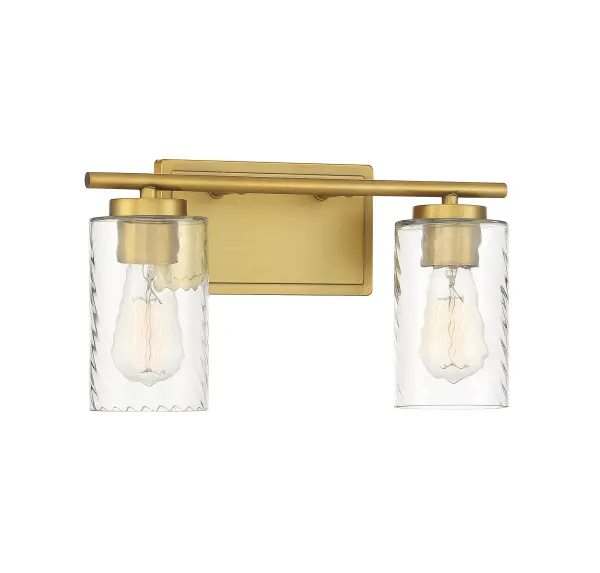 2-Light Bathroom Vanity Light in Natural Brass - Image 3
