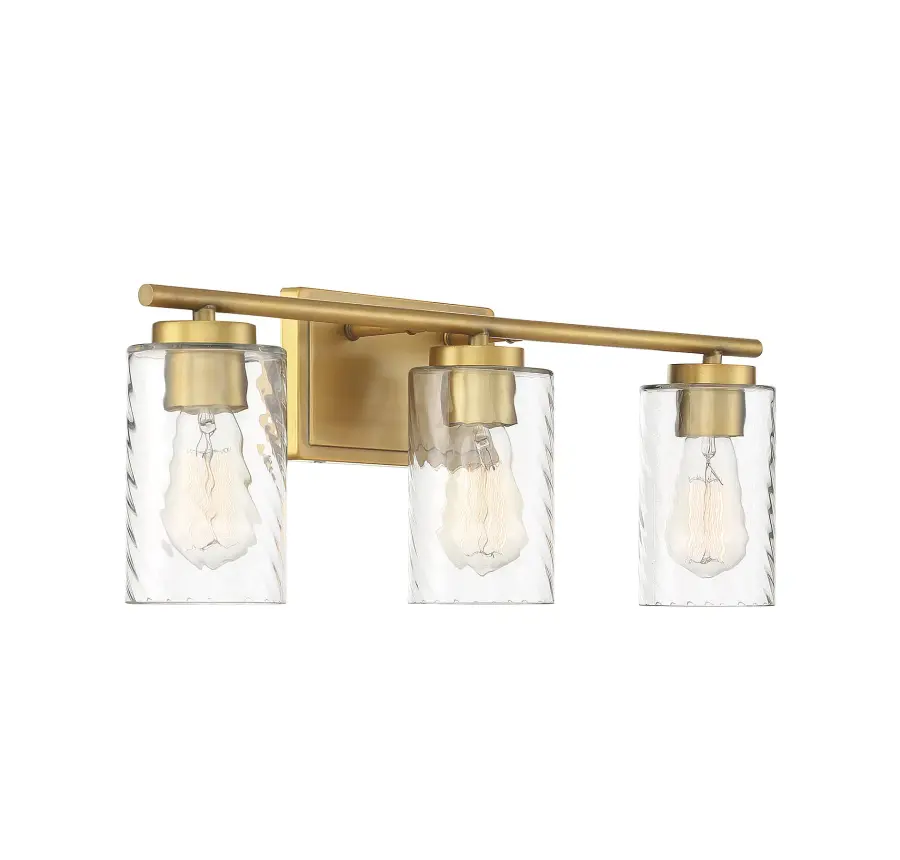 3-Light Bathroom Vanity Light in Natural Brass - Image 4