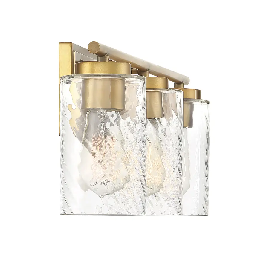 3-Light Bathroom Vanity Light in Natural Brass - Image 5
