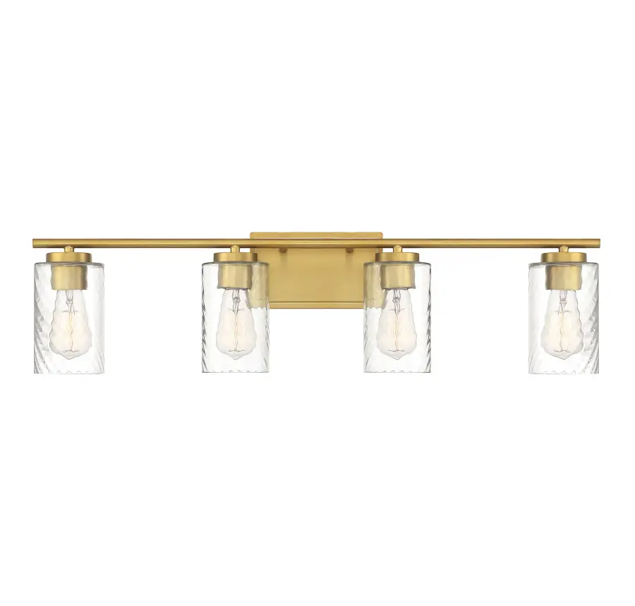 4-Light Bathroom Vanity Light in Natural Brass - Image 1