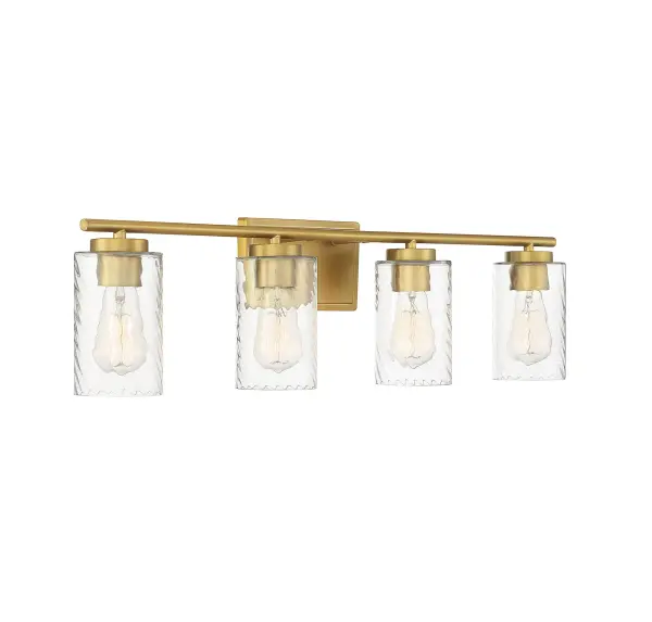 4-Light Bathroom Vanity Light in Natural Brass - Image 4