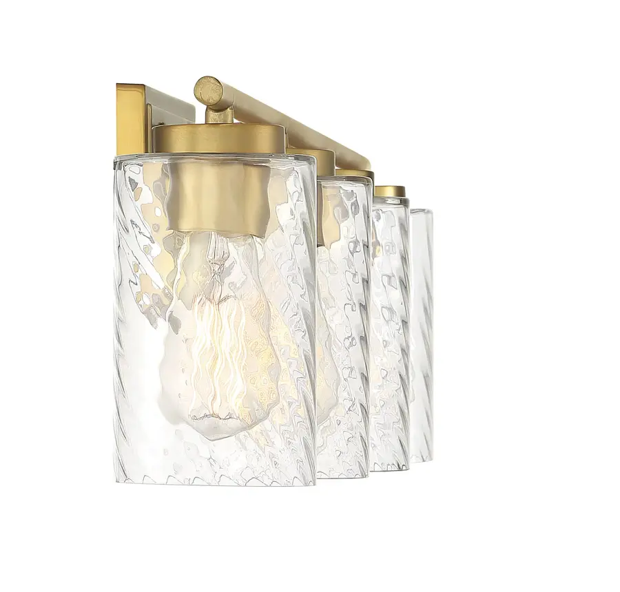 4-Light Bathroom Vanity Light in Natural Brass - Image 5
